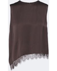 Vince - Lace-Trimmed Satin Top - Lyst