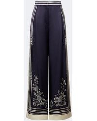 ALÉMAIS - Banderra Printed Silk Satin Wide-Leg Pants - Lyst