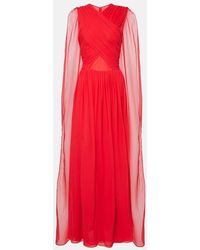 Costarellos - Seva Gathered Silk Georgette Gown - Lyst