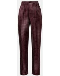 Saint Laurent - Printed Silk Satin Pajama Pants - Lyst