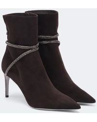 Rene Caovilla - Cleo Embellished Suede Ankle Boots - Lyst