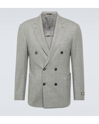 Canali - Double-breasted Cashmere-blend Blazer - Lyst