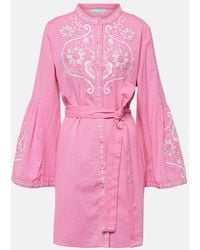 Melissa Odabash - Besticktes Minikleid Everly Aus Baumwolle Und Leinen - Lyst
