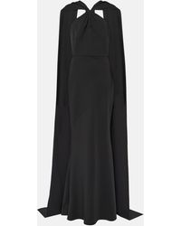 Safiyaa - Lilien Caped Crepe Gown - Lyst