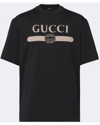 Gucci - Interlocking G Printed Cotton Jersey T-Shirt - Lyst
