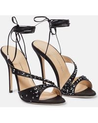 Alessandra Rich - Embellished Silk Satin Sandals - Lyst