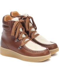 Isabel Marant Alpica Shearling-trimmed Leather Hiking Boots - Brown