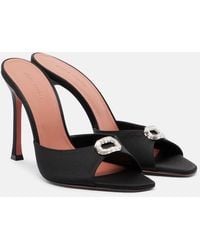 AMINA MUADDI - Camelia Embellished Satin Mules - Lyst