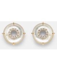 Mateo - 14Kt Earrings With Diamonds And Pearls - Lyst