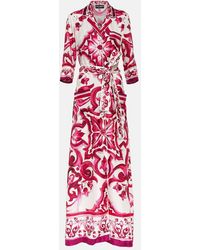 Dolce & Gabbana - Vestido camisero en sarga de seda - Lyst