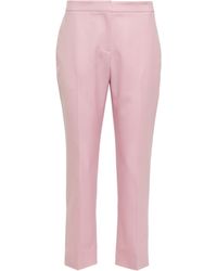 Alexander McQueen High-Rise Cropped-Hose aus Wolle - Pink