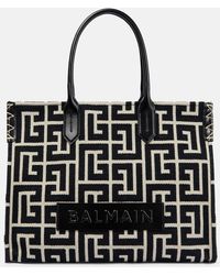 Balmain - B-Army 42 Monogram Jacquard And Leather Tote Bag - Lyst
