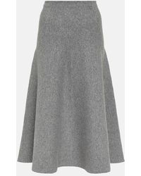 Valentino - High-rise Wool-blend Midi Skirt - Lyst