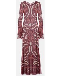 Cala De La Cruz - Amay Printed Mesh Maxi Dress - Lyst