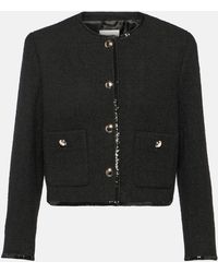 Miu Miu - Cropped Wool-blend Tweed Jacket - Lyst