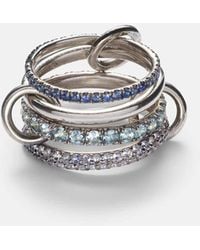 Spinelli Kilcollin - Iris Sterling Linked Ring With Sapphires, Aquamarine And Tanzanite - Lyst