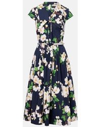 Oscar de la Renta - Robe Midi En Coton-Melange A Fleurs - Lyst