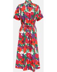 A.P.C. - Belted Floral Midi Dress - Lyst