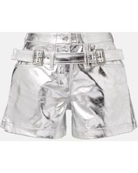 Rabanne - Metallic Cotton High-Rise Shorts - Lyst