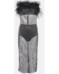 GIUSEPPE DI MORABITO - Midikleid Mit Kristallen Und Federn - Lyst