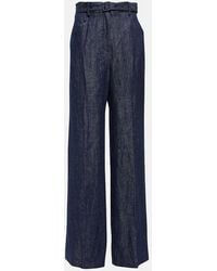Gabriela Hearst - Belted High-Rise Wide-Leg Linen Pants - Lyst