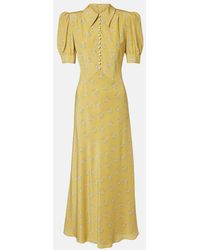 Alessandra Rich - Floral Silk Midi Dress - Lyst
