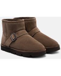 Brunello Cucinelli - Shearling-Lined Suede Ankle Boots - Lyst