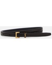 Saint Laurent - Cassandre Slim Leather Belt - Lyst
