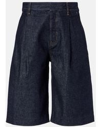 FRAME - Tailored Low-Rise Denim Wide-Leg Shorts - Lyst