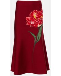 Carolina Herrera - Floral Jacquard Cotton And Wool Midi Skirt - Lyst