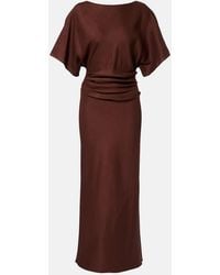 STAUD - Amelie Linen-Blend Midi Dress - Lyst