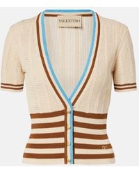 Valentino - Open-Knit Striped Cotton Cardigan - Lyst