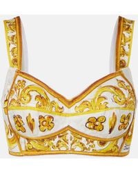Dolce & Gabbana - Crop Top Majolica De Popelin - Lyst