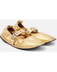 Stella McCartney - Falabella Metallic Mary Jane Flats - Lyst