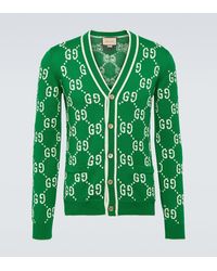 Gucci - Cardigan de algodon con GG en intarsia - Lyst