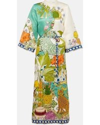 ALÉMAIS - Printed Hemp And Silk Maxi Dress - Lyst