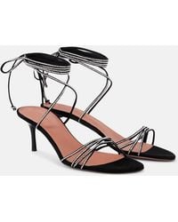 AMINA MUADDI - Lori 60 Crystal-Embellished Suede Sandals - Lyst