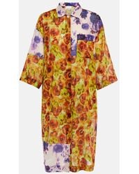 Dries Van Noten - Floral Cotton Voile Shirt Dress - Lyst