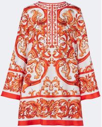 Dolce & Gabbana - Majolica Silk Twill Kaftan - Lyst