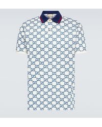 Gucci - Monogram Contrast-collar Stretch-cotton Piqué Polo Shirt - Lyst