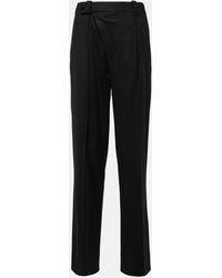 Victoria Beckham - Asymmetric Wool-blend Straight Pants - Lyst