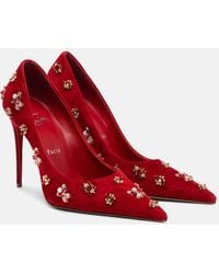 Christian Louboutin - Escarpins Mix Kate 100 En Daim A Ornements - Lyst