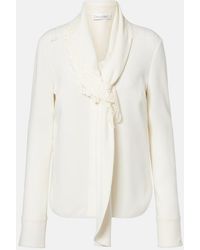 Oscar de la Renta - Lace-Trimmed Silk-Blend Georgette Blouse - Lyst