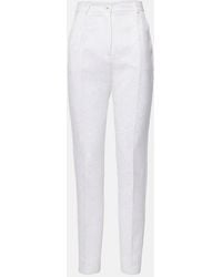 Dolce & Gabbana - Cotton-Blend Brocade Slim Pants - Lyst