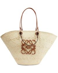 Loewe - X Paula's Ibiza Anagram Large Iraca Palm And Leather Basket Bag - Lyst