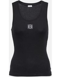 Loewe - Anagram-embroidered Ribbed Stretch-cotton Top - Lyst