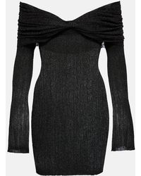 AYA MUSE - Off-Shoulder Ribbed-Knit Lame Minidress - Lyst