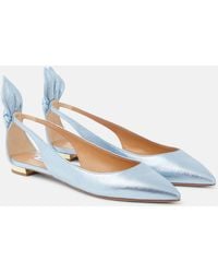 Aquazzura - Bow-detail Leather Ballet Flats - Lyst