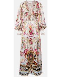 CAMILLA - Floral Silk Satin Maxi Dress - Lyst