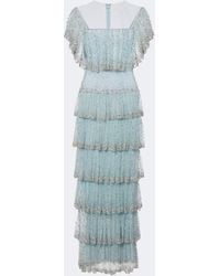 Costarellos - Crystal-Embellished Tiered Tulle Gown - Lyst